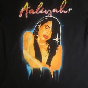 Aaliyah Graphic Tee L Official Licensed Black T-Shirt C-Life Group R&B Hip Hop
